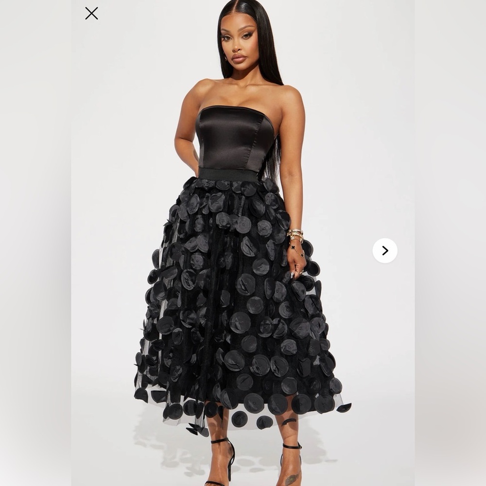 NWT Fashion Nova Black Tulle Midi Dress